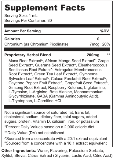Supplement Facts for Keto Arc